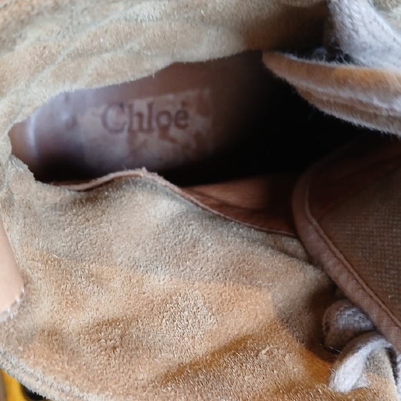 🤎 Chloé Kasia Suede Leather Canvas Tan Wedge Sneakers Size 39 Quiet Luxury - Picture 2 of 16